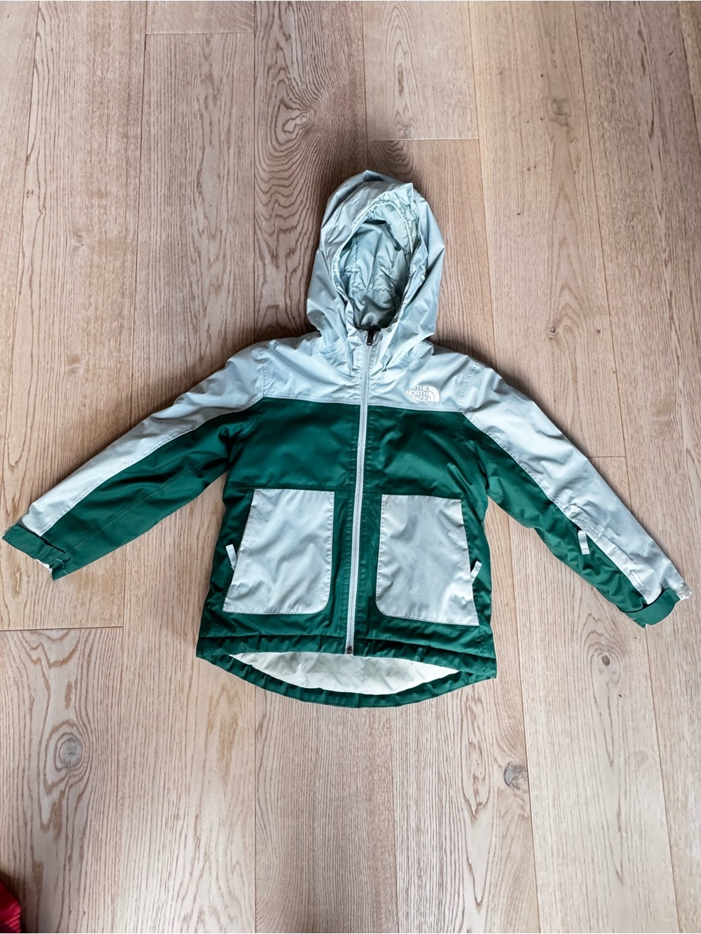 The North Face Kids Dark Green & Light Green Hooded Warm Winter Jacket